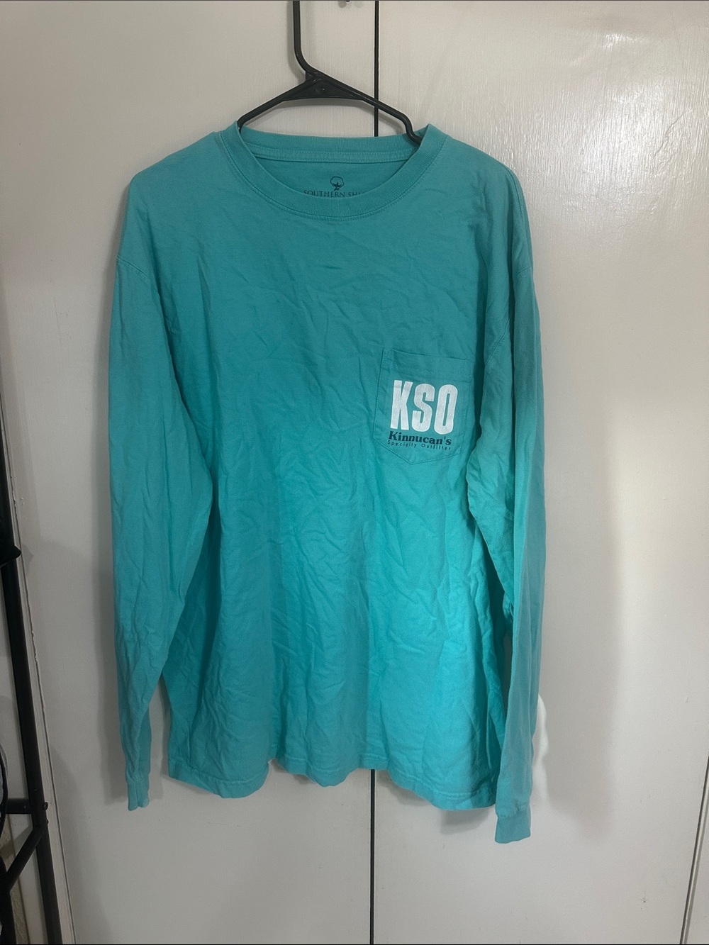 SO Teal Long Sleeve Pocket Tee with White KSO Logo